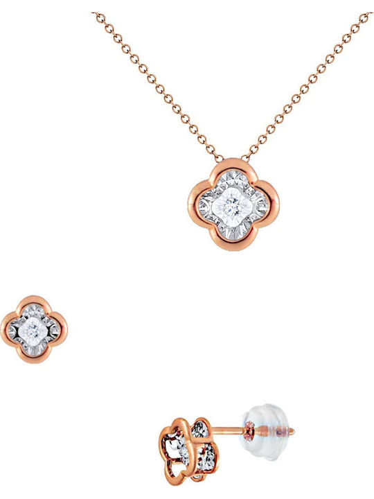 Margaritari Set with Necklace , Earrings & Pendant from Rose Gold with Stones