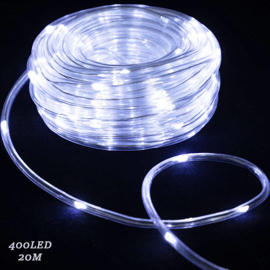 Țeavă luminată 400 Becuri 220V Alb rece cu Programe 20m IP44