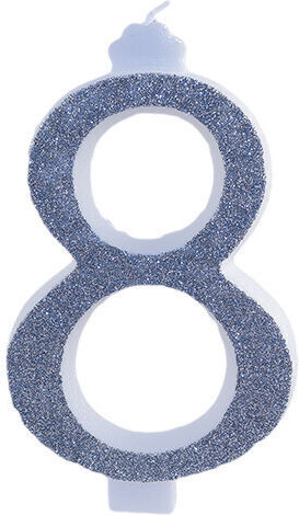 Huge Number Candles No 8 Silver Lumea