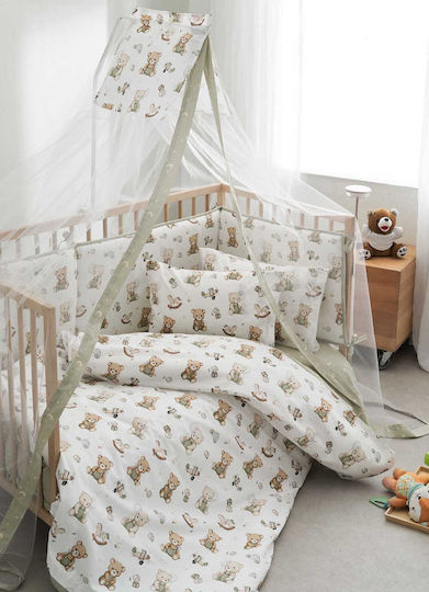 Vesta Home Set Baby Cradle Cotton Green Sheets 120x165cm 3 Pieces