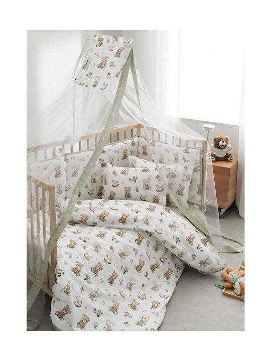 Vesta Home Set Baby Cradle Cotton Green Sheets 70x125cm 3 Pieces