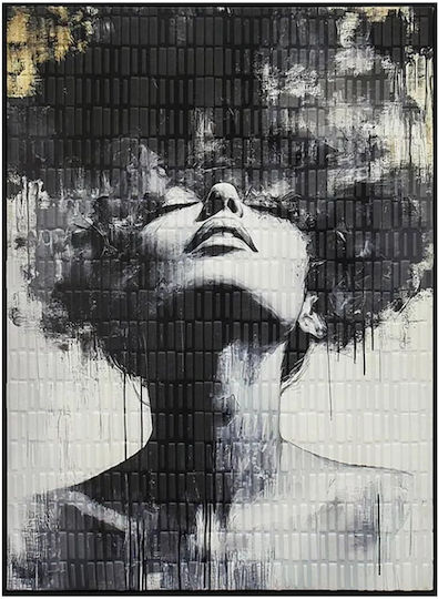 Canvas Painting Woman-Senses Black and White Gold Embossed Effect Frame 60x80x3.5cm 15/box