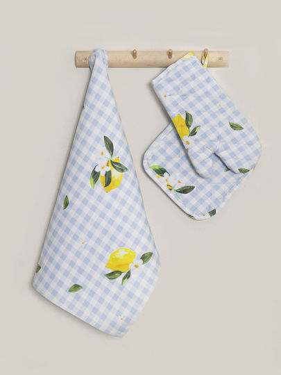 Nima Lemon Tree Handtuch aus 100% Baumwolle in Blau Farbe 40x60cm