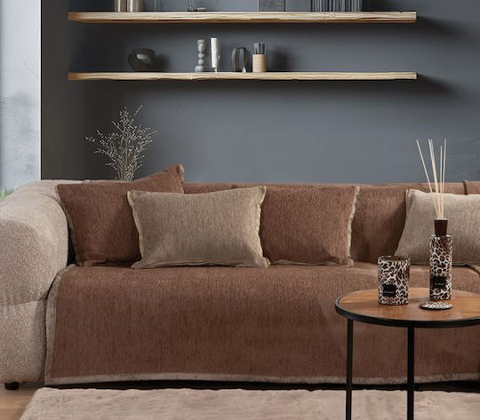 Nef-Nef Homeware New Tanger Three-Seater Sofa Throw 2 Sides 180x300cm Brown Ecru