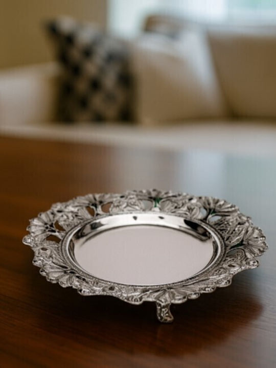 Galifas Round Metallic Decorative Platter Silver