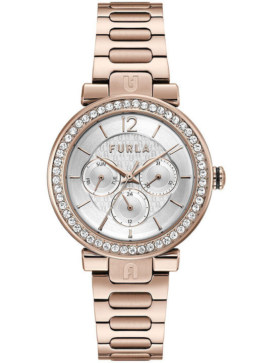 Furla Damen Uhr mit Rose Gold Metallarmband