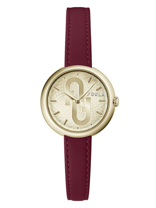Furla Damen Uhr mit Burgundisch Lederarmband