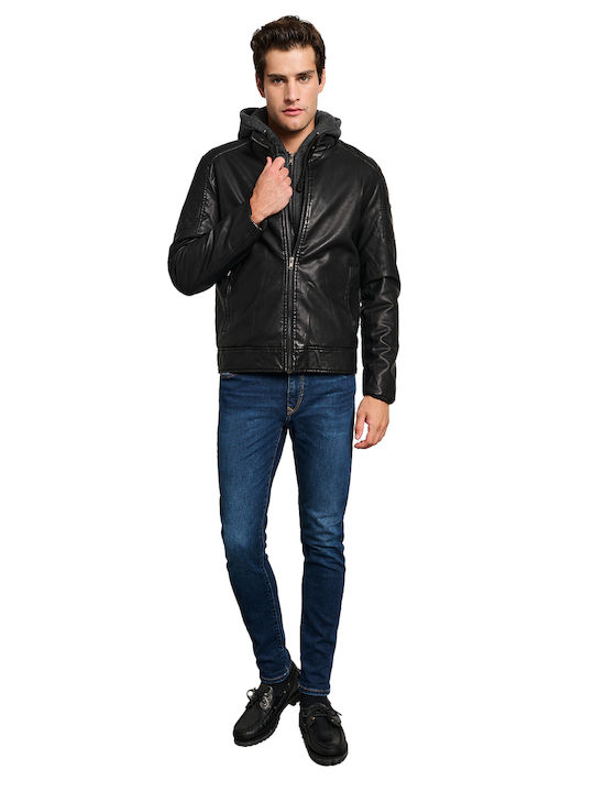 Μπουφάν από Δερματίνη Μπλε Denim