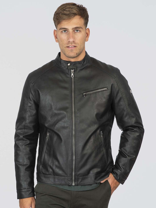 Faux Leather Jacket Biker Black