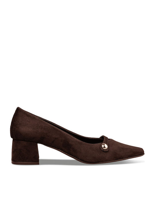 Envie Shoes Γόβες με Χοντρό Μεσαίο Τακούνι Καφέ