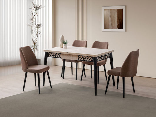 Mira Τραπεζαρίας Επεκτεινόμενο Travertine Black 130x80x75εκ.