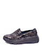 Leather Women's Moccasins in Gray Color