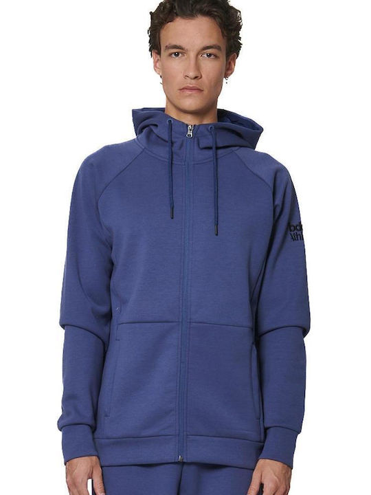 Men's Fleece Cardigan with Hood Oceana Blue