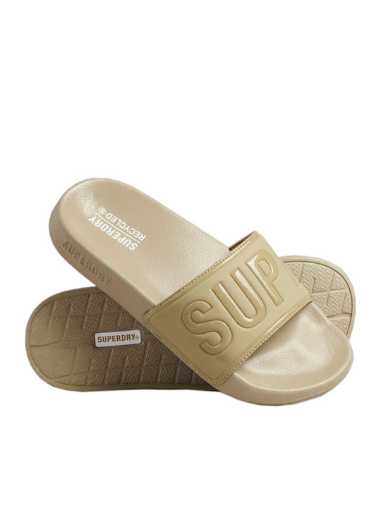 Superdry Code Core Vegan Slides in Beige Colour