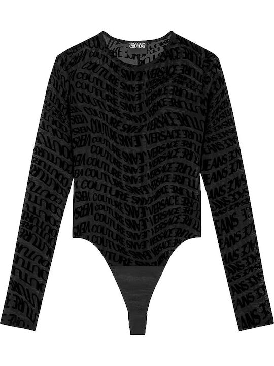 Black Semi-Transparent Bodysuit Logo