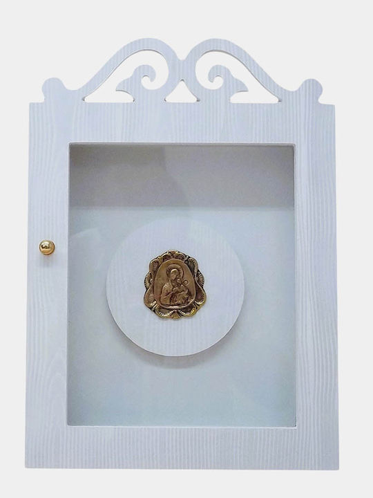 WoodStudio Wall-Mounted Rectangle Wedding Crown Case Wooden White 36x26cm