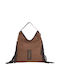 Leder Damen Schultertasche Wildleder mit Fransen Tabac