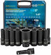 JCB Long Pneumatic Sockets With 1/2" Frame Host HEX Set 16 Pieces