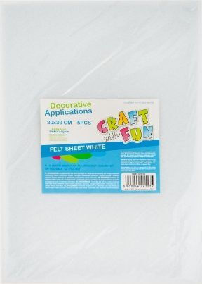 Craft Fun Cf Foaie Decorativă Din Fetru 20x30/5 Bucăți Albă 40/80