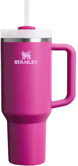 Stanley Quencher H2.0 FlowState Handled Tumbler Thermos Stainless Steel BPA Free 1.18lt Violet Blossom with Straw and Handle