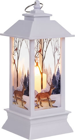 Crăciun Plastic Lampion Alb Baterie 12.5x5.3cm.