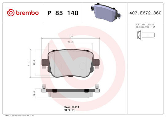 Set Plăcuțe de Frână Brembo Disc Frână P 85 140