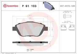 Brembo Brake Pad Set Disc Brake P 61 103 Brembo Brake Pad Set Disc Brake P 61 103