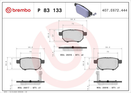 Brembo Brake Pad Set Disc Brake P 83 133