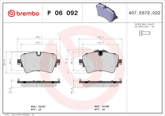 Brembo Bremsbelag Set Scheibenbremse P 06 092