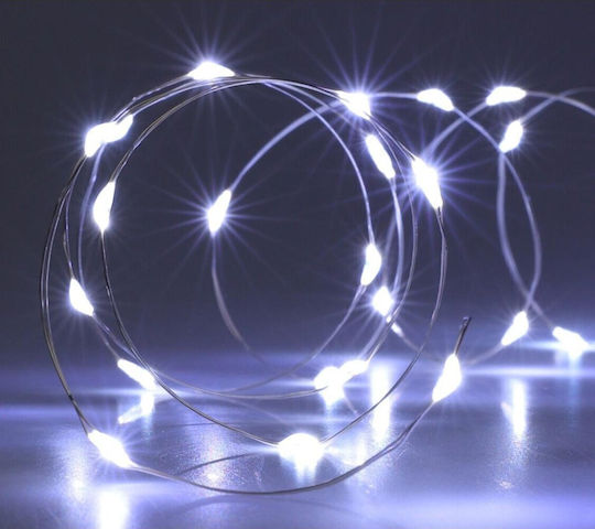80 Λαμπάκια LED Ψυχρό Λευκό Μπαταρίας σε Σειρά