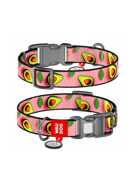 Collar Waudog Nylon Collar Qr Passport Plastic Fastex Avocado On Pink Pattern M 20mm/28-40cm