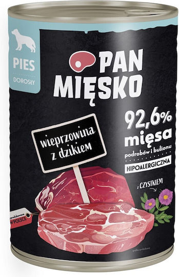 Pan Miesko Wet Food Dogs with Pork, Wild Boar, Meat, Liver and Salmon 400gr