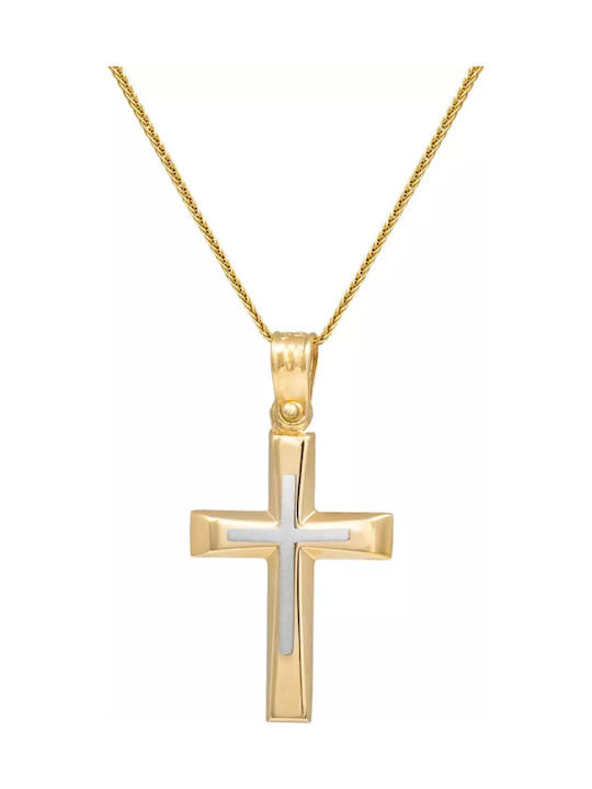 Crucifix Din Aur 14K Față Și Spate