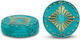 Acrylic Bead Embossed Petrol Gold 15mm 1pc