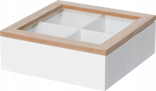 4living Box for Tea with Lid Wooden 20x7x20cm