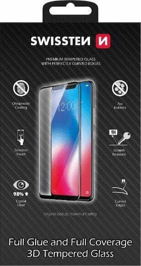 Swissten Full Glue Full Face Tempered Glass Black (Galaxy A40)