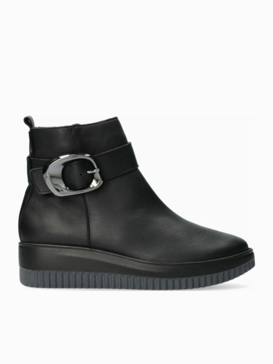 Leder Stiefeletten Damen Schwarz
