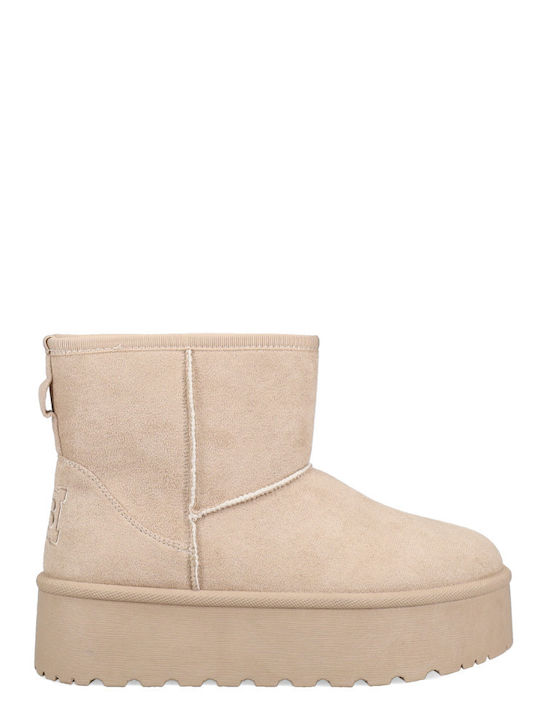 Stiefeletten Damen mit Pelz Beige