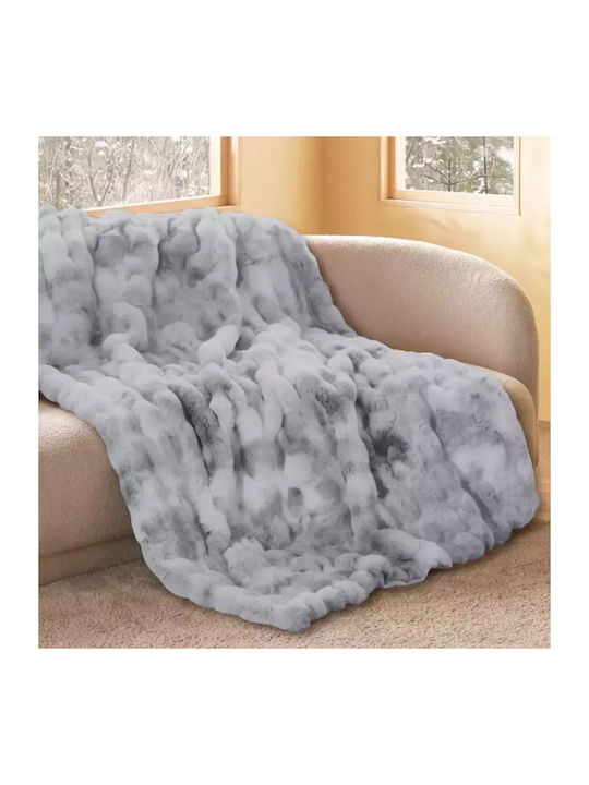 Mc Decor Ριχτάρι Διθέσιου Καναπέ Γούνινο 180x250εκ. Grey - Mcdecor