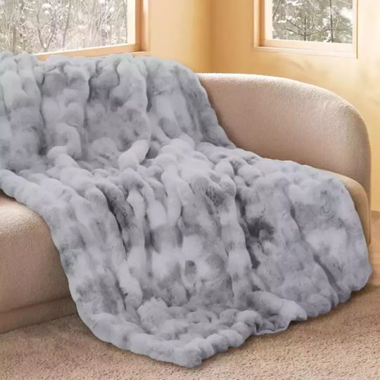 Mc Decor Ριχτάρι Διθέσιου Καναπέ Γούνινο 180x250εκ. Grey - Mcdecor