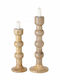 Boltze Set of Candle Holders Wooden in Beige Color 2pcs