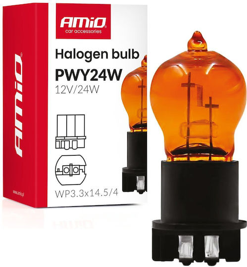 Halogen Car Lamp PWY24W WP3.3x14.5-4 Amber 12V 24W Amio-04410
