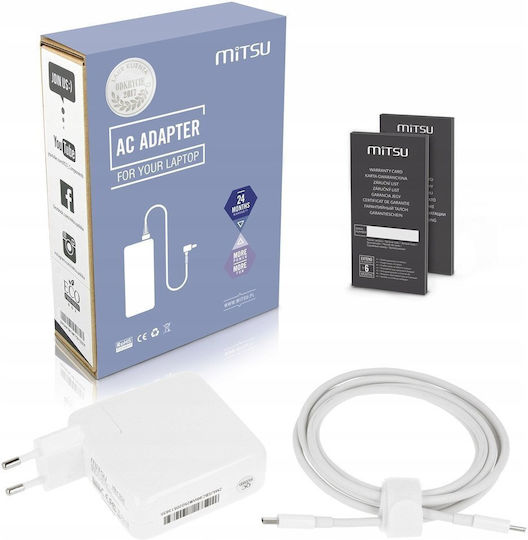 Mitsu 96w Usb-c Power Adapter Usbc 5-10v 3-4.8a White Notebook