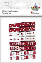 Holzhandwerksdekoration Teka Weiße Rote Weihnachtsmannchen 8 Stück