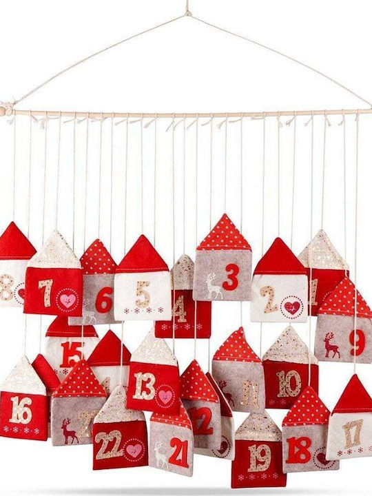 Vilde Advent Calendar On A Stick Hanging Felt Red 70x60 Cm