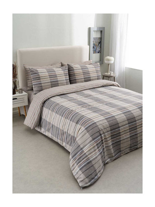 Vesta Home Σετ Παπλωματοθήκη Βαμβακερή Μονή με Μαξιλαροθήκη 170x240cm Bristol Μπεζ