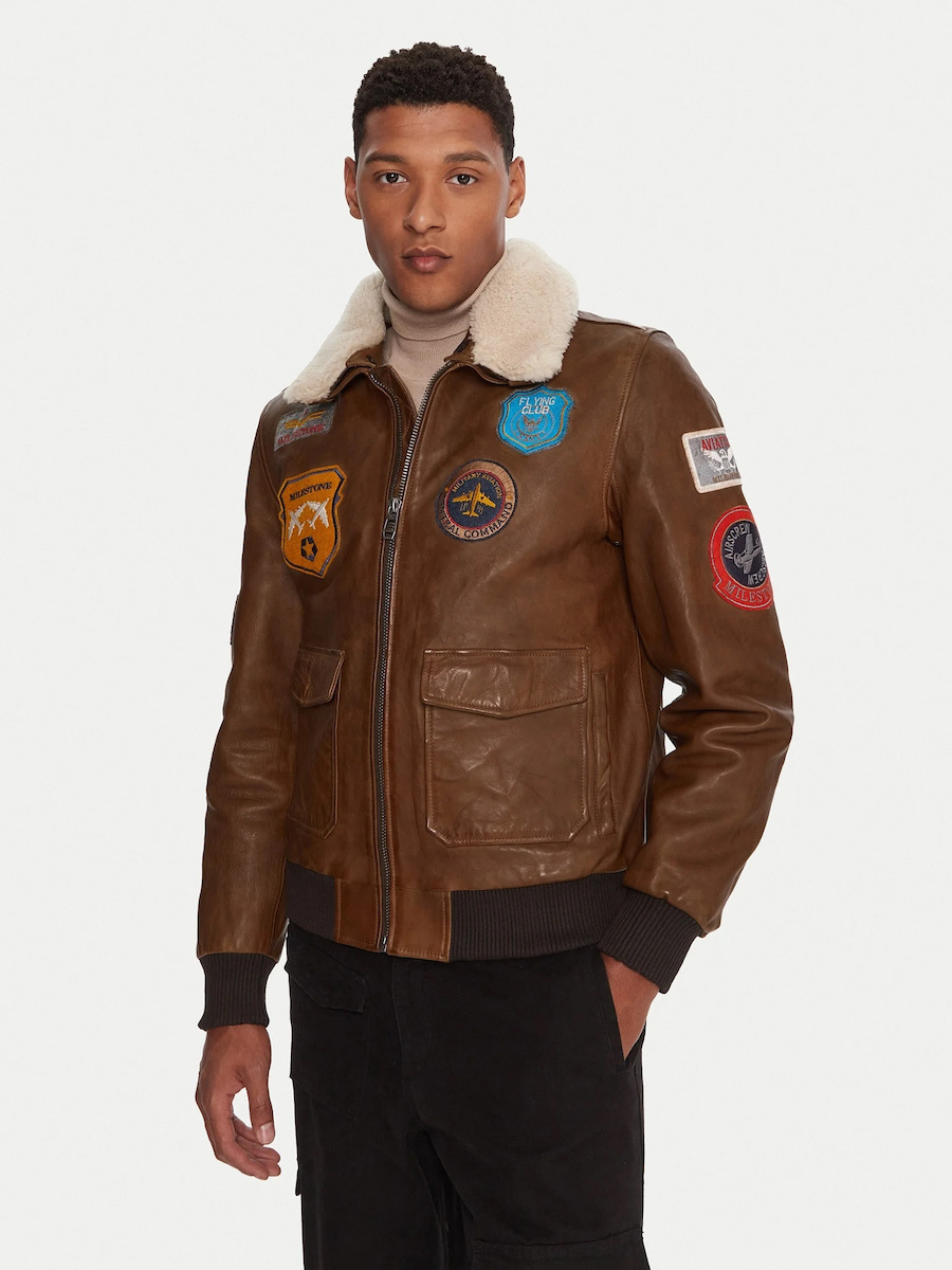 Milestone Leather Jacket Brown 531070-60400 | Skroutz.mt