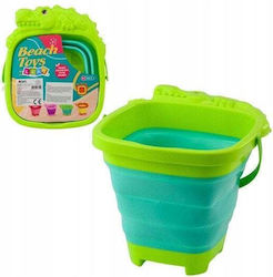 Foldable Silicone Bucket Crocodile Green Beach Toy