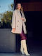 Women's Beige Peacoat with Buttons