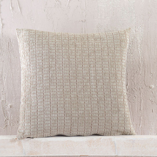 Rythmos Decorative Pillow Case Corvet From 100% Cotton Beige 40x40cm